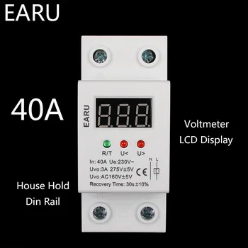 

40A 220V automatic reconnect over voltage and under voltage protection protective device relay with Voltmeter voltage monitor