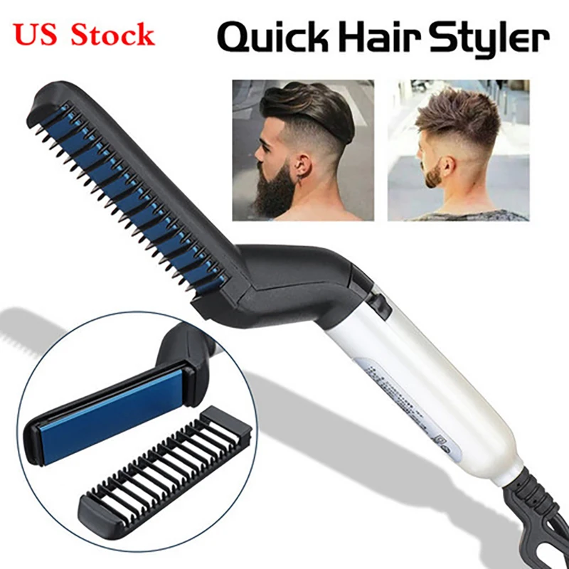 

Quick Hair Styler Comb Men/Women Curling peigne chauffant en fer Volumize Flatten Side Straighten Styling Ceramic Curler Gift