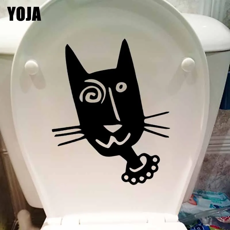 YOJA 18.1X23.5CM кошка страшный рисунок стены Стикеры наклейки для унитаза спальня