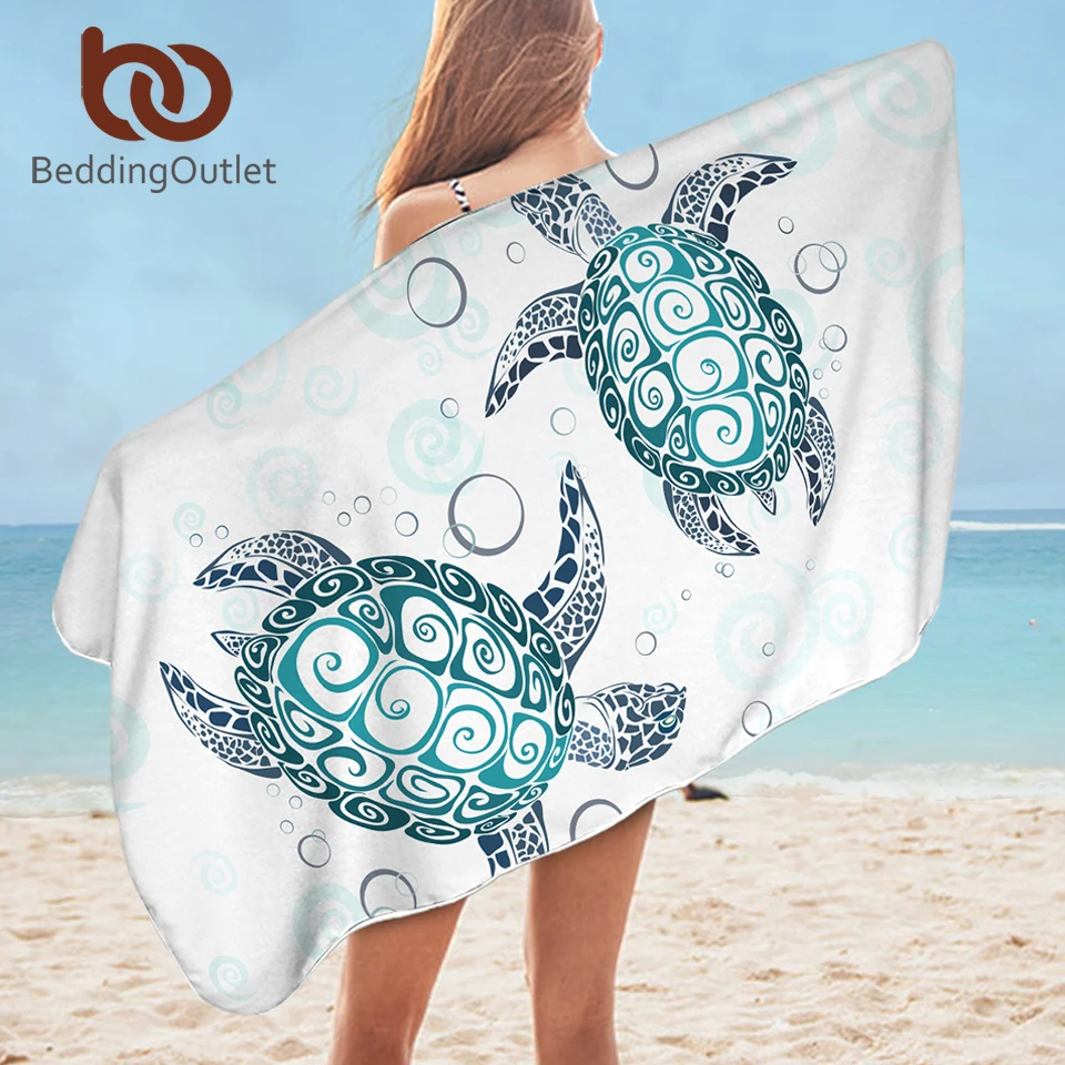 BeddingOutlet-toallas de baño Tortuga, toalla de playa de microfibra para adultos, manta de animales de dibujos animados, plage - AliExpress
