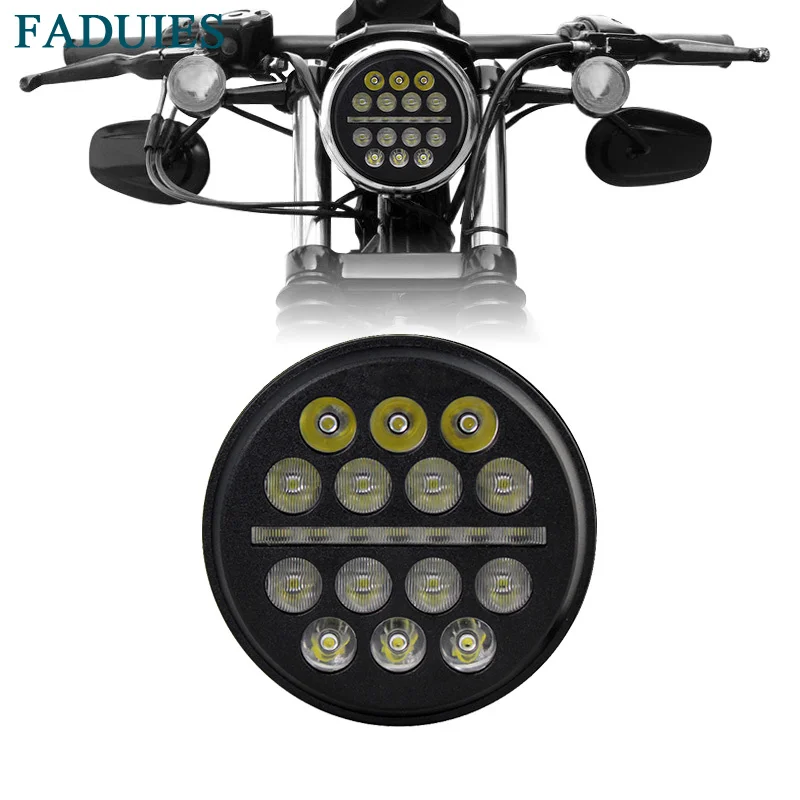 FADUIES For Harley Lights 5 34 Black LED Daymaker Headlight With DRL For Harley Sportster Iron 883 1200 Dyna Street Bob FXDB (1)