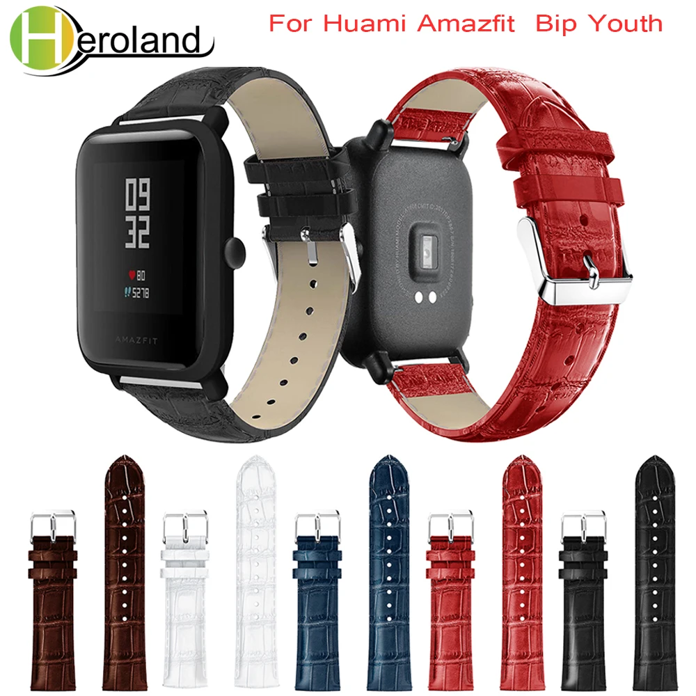 Ремешок под крокодиловую кожу для Xiaomi Huami Amazfit Bip BIT Lite Youth кожаный ремешок смарт