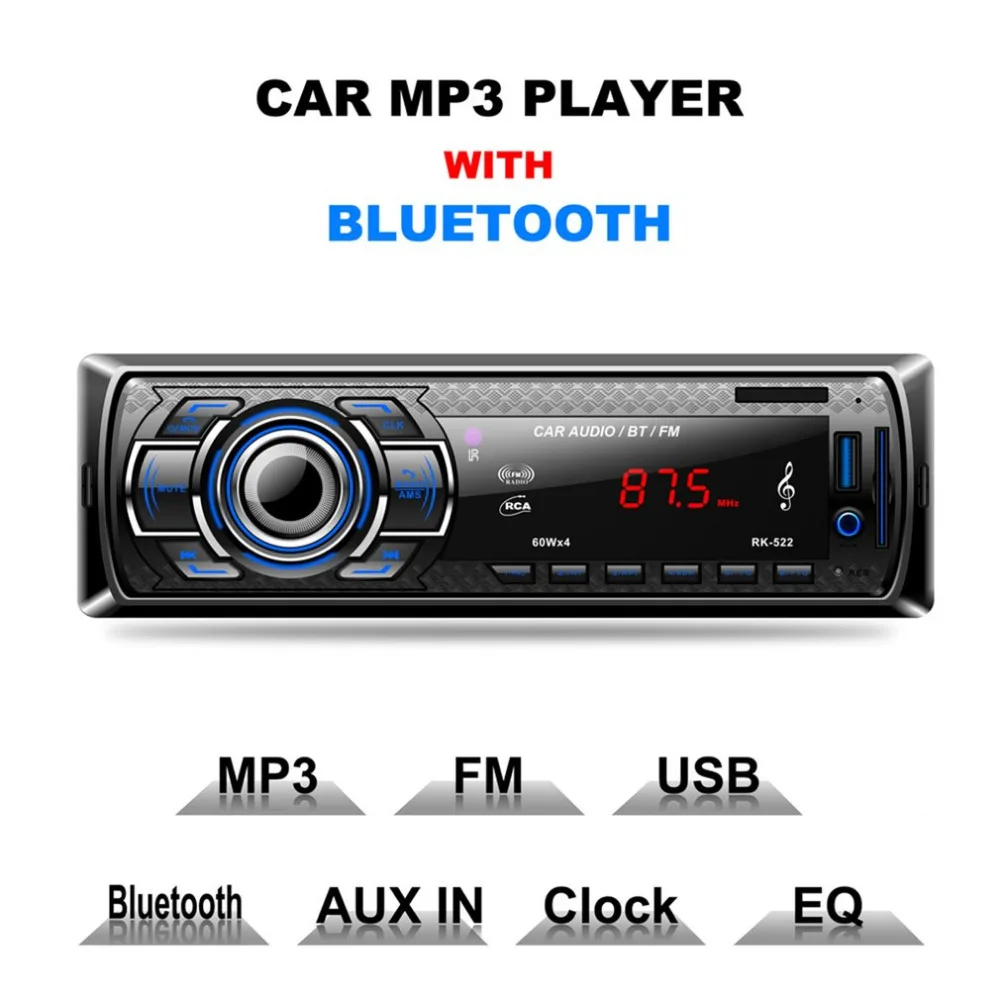 RK-522 Автомобильный DVD SD кард-ридер USB Автомобильный MP3-плеер с панель Bluetooth fm-тюнер Aux в пульте дистанционного управления 1Din Автомагнитола