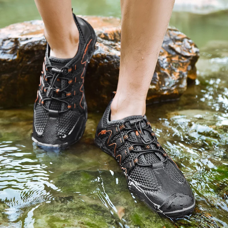 

2019 summer new men's shoes non-slip shock absorption hiking shoes sneakers breathable mesh walking outdoor shoes