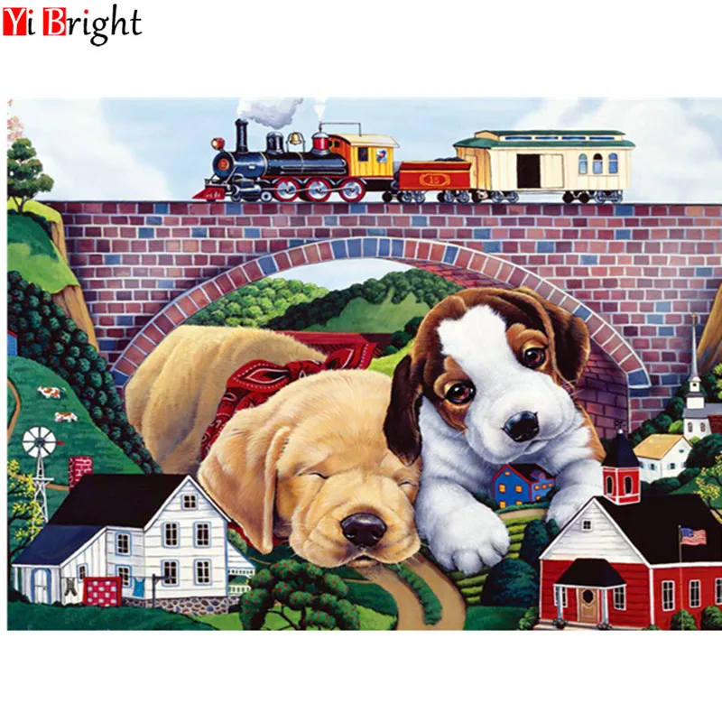 

diy diamond painting cross stitch kits full resin round diamond embroidery Mosaic Home Decor animal dog XY1