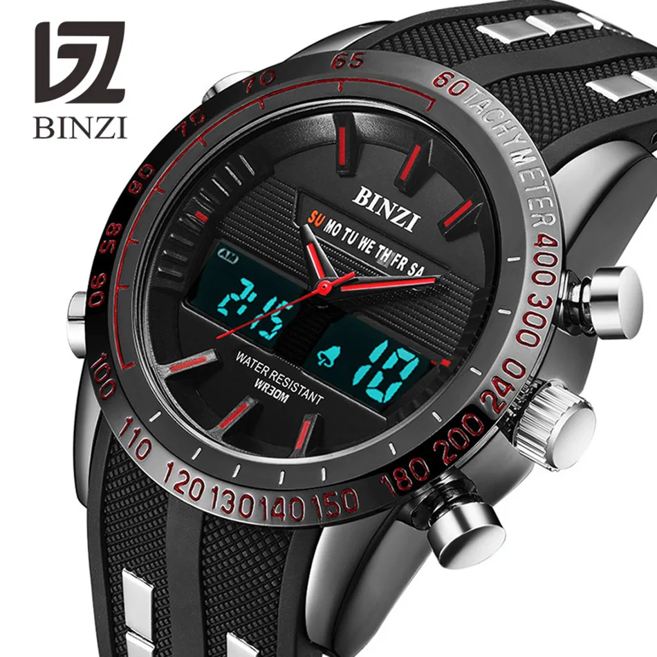 

Dual Display Watch Multiple Time Zone Back Light Digital Military Sports Watches Men Alarm Clock Wrist Watches Relogio Masculino