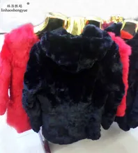 Linhaoshengyue Long with hood rabbit long sleeve real fur coat