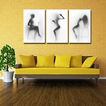 

Black And White Sexy Nude Women Wall Art Poster Canvas Prints Painting for Bathroom Wall Decor Naked Girl in the Shower Portrait