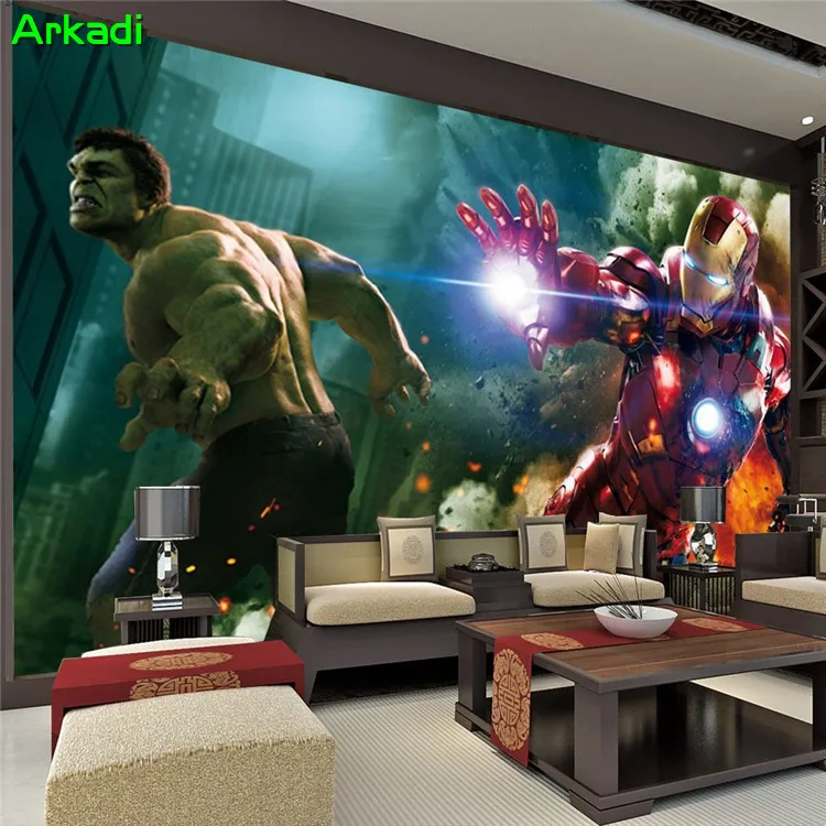 3D TV Background Wallpaper Living Room Bedroom Children's Room Cartoon Avengers Hulk Iron Man Decorative mural 3D TV Background Wallpaper Living Room Bedroom Children's Room Cartoon Avengers Hulk Iron Man Decorative mural