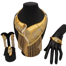 Collier pour femmes, collier doré dubaï, nouveau design, grands ensembles de bijoux africains, pour mariée, accessoire de bijoux fins 