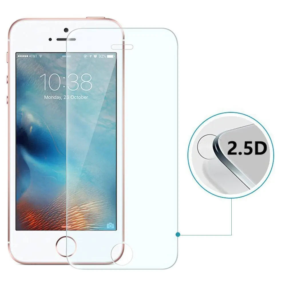 2Pcs/Lot 9H 0.26mm Tempered Glass For iPhone 5 5S SE 5C Screen