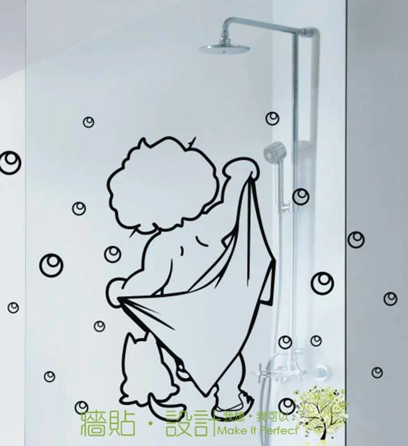 divertente bambino parete di vetro bagno impermeabile adesivi decorativi adesivi murali bagno del bambino di stile