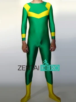 

Free Shipping DHL Sexy Adult Lycra Spandex Bodysuit Yellow And Green JACE Super Hero Zentai Catsuits LL1702