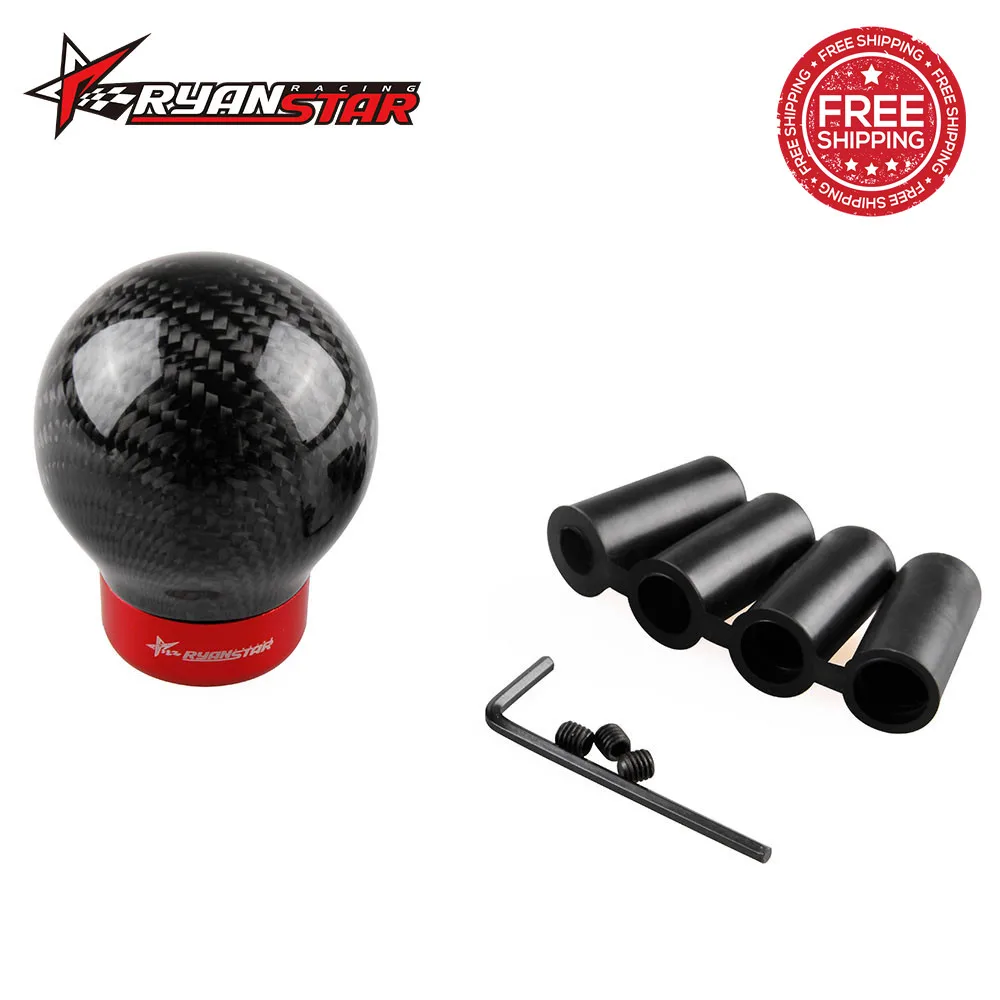 

Free shipping RYANSTAR Shift Knob Manual/Automatic Car Real Carbon Fiber Ball Gear Shift Shifter Knob Head RS-SK002-CA