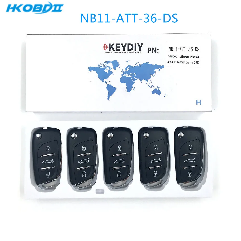 

HKOBDII KEYDIY Original KD NB11 3 Button DS Remote Key For Peugeot/Citroen/Renault NB11-ATT-36/46 For KD900/KD-X2/URG200 Remote