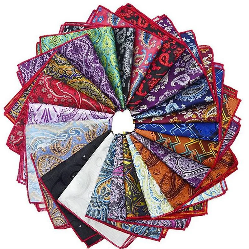 

Hot Sale Gentleman Paisley Flower Polyester Silk Hanky Men Groom Pocket Square Handkerchief Prom Wedding Christmas Party Gift