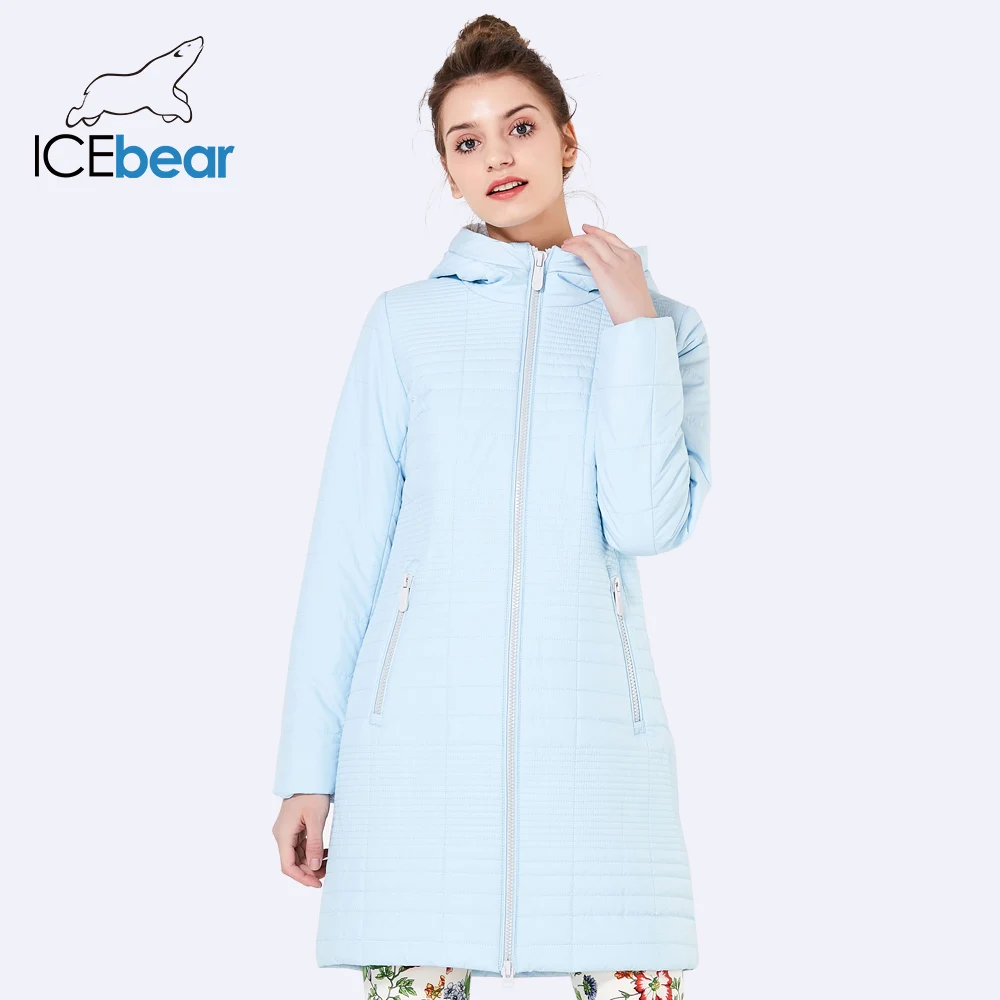 ICEbear 2019 осень длинные Хлопковые женские пальто с капюшоном модные пуховики парки