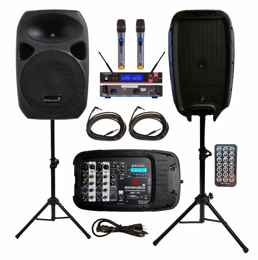 STARAUDIO 2Pcs 10inch 1500W DJ PA Stage Party Passive Speakers With 2