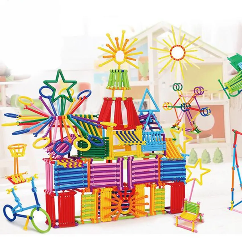 256pcs Kids DIY Creative Intelligence Sticks Blocks Plastic Early Educational Magic Learning Building Blocks Toys Gift
