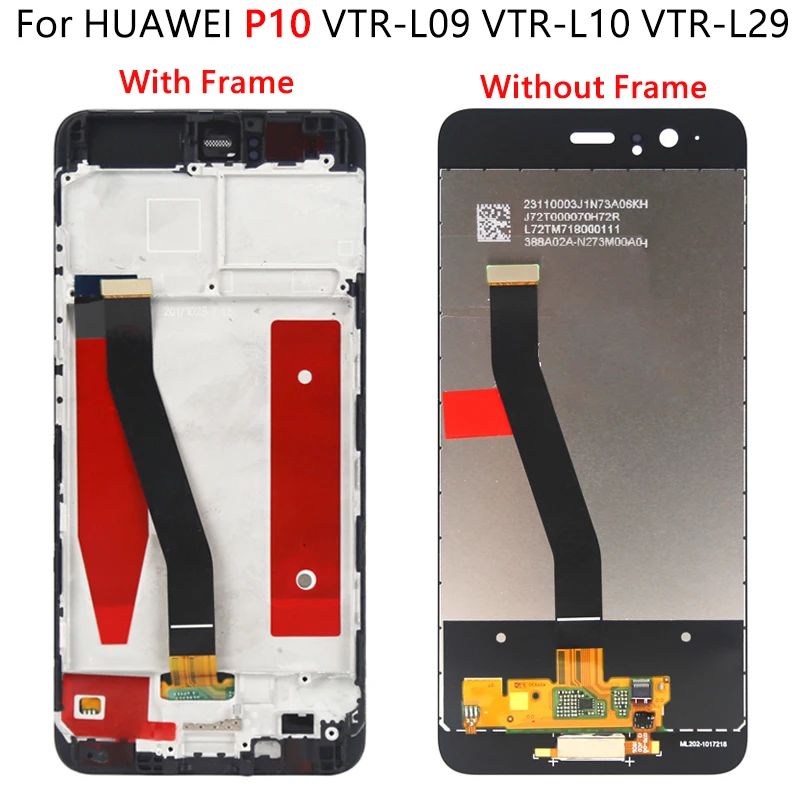 Дисплей для huawei P10 Lite ЖК-дисплей Сенсорный экран, дигитайзер, для сборки, с корпусом, для huawei P10 ЖК-дисплей VTR-L09 VTR-L10 VTR-L29