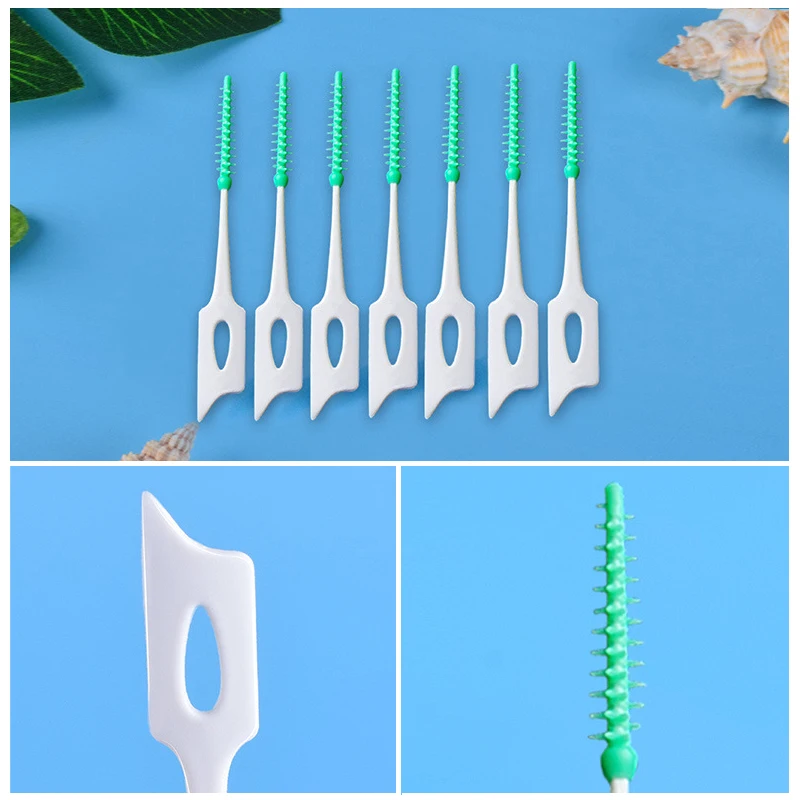 New 20pcs Silicone Double Floss Head Disposable Teeth Stick Toothpicks