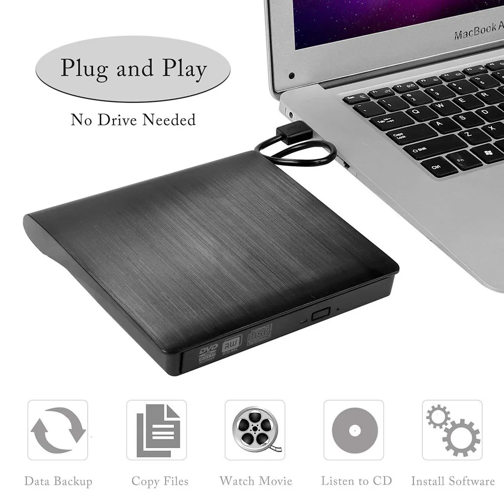 USB 3,0 внешний DVD привод ультра-тонкий CD/DVD-RW DVD/CD Rom записывающее устройство Высокоскоростная передача данных для портативных компьютеров
