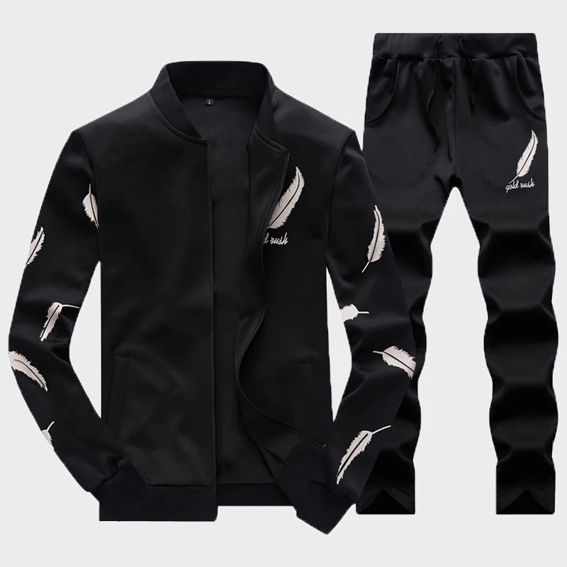 

2019 Spring Autumn Men Sportswear Hoodies Set Suit Clothes Tracksuit Male Sweatshirts Coats 2PC Jacket + Pants Tracksuit ML254