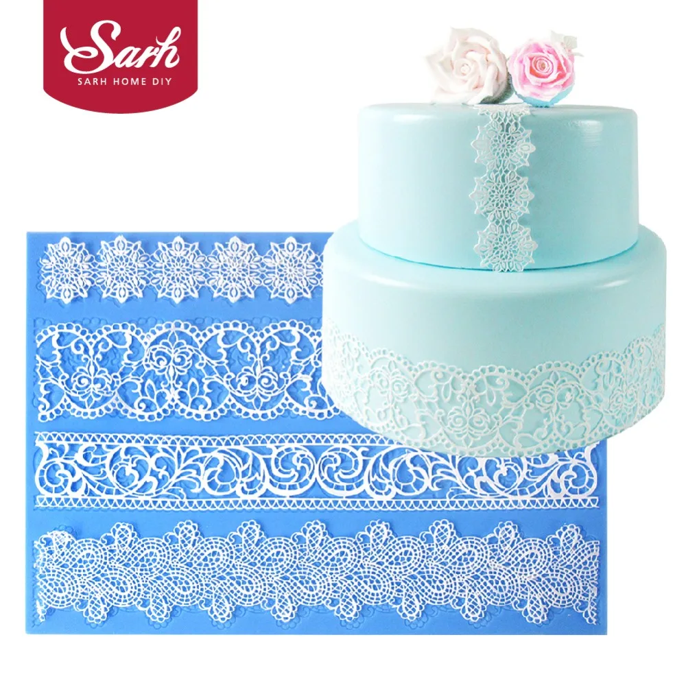 

L108 European Four Shape Flower Collections Lace Border Decoration Fondant Cake Lace Mold Baking Tool Kitchen Baking Accessory