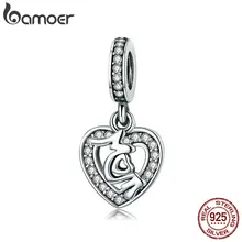Романтический 925 серебряное мама мотаться с цирконий в форме сердца шарм подходят пандора браслет PAS017