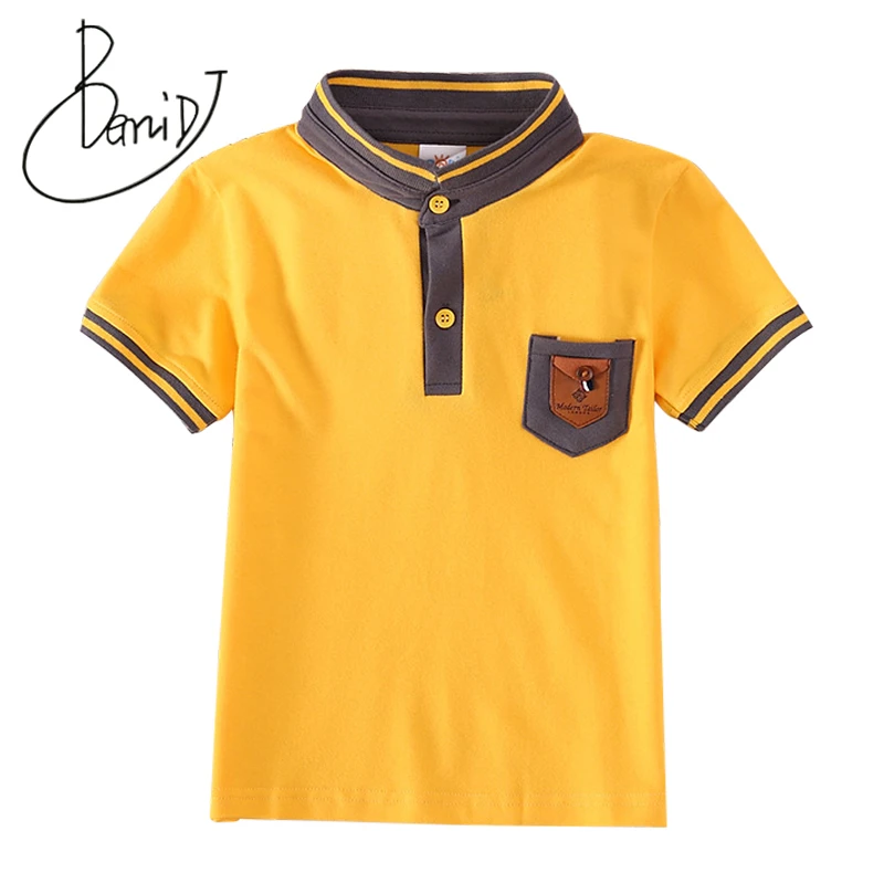 

New 2019 Summer Boys Short Sleeve Solid T-Shirt kids summer clothing Turn-down Collar boys shirts Children Clothes 2-6 Y