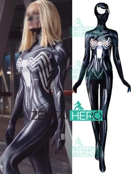 

Free Shipping 3D Printed She-Venom Anne Weying Spiderman Cosplay Costumes Lycra Venom Spider-Man Superhero Costume Spidey Suit