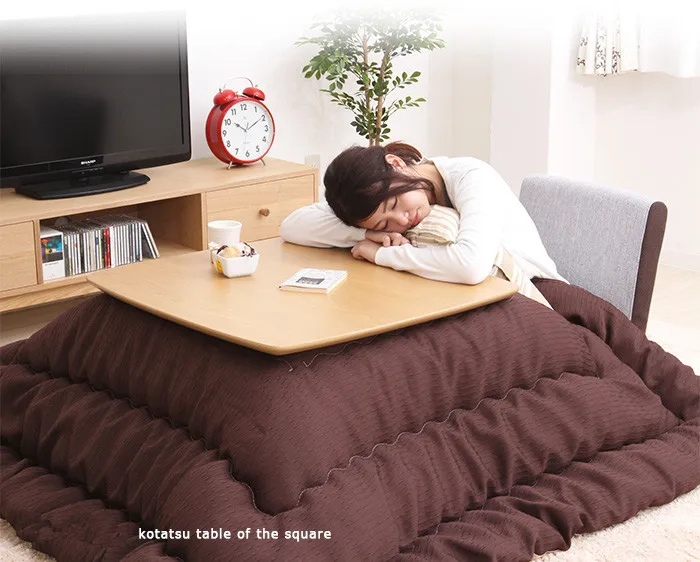 Wooden Kotatsu Table Natural Color for Home and Living Room Furniture Wood Kotatsu Heated Coffee Table Japanese Style Furniture Wooden Kotatsu Table Natural Color for Home and Living Room Furniture Wood Kotatsu Heated Coffee Table Japanese Style Furniture