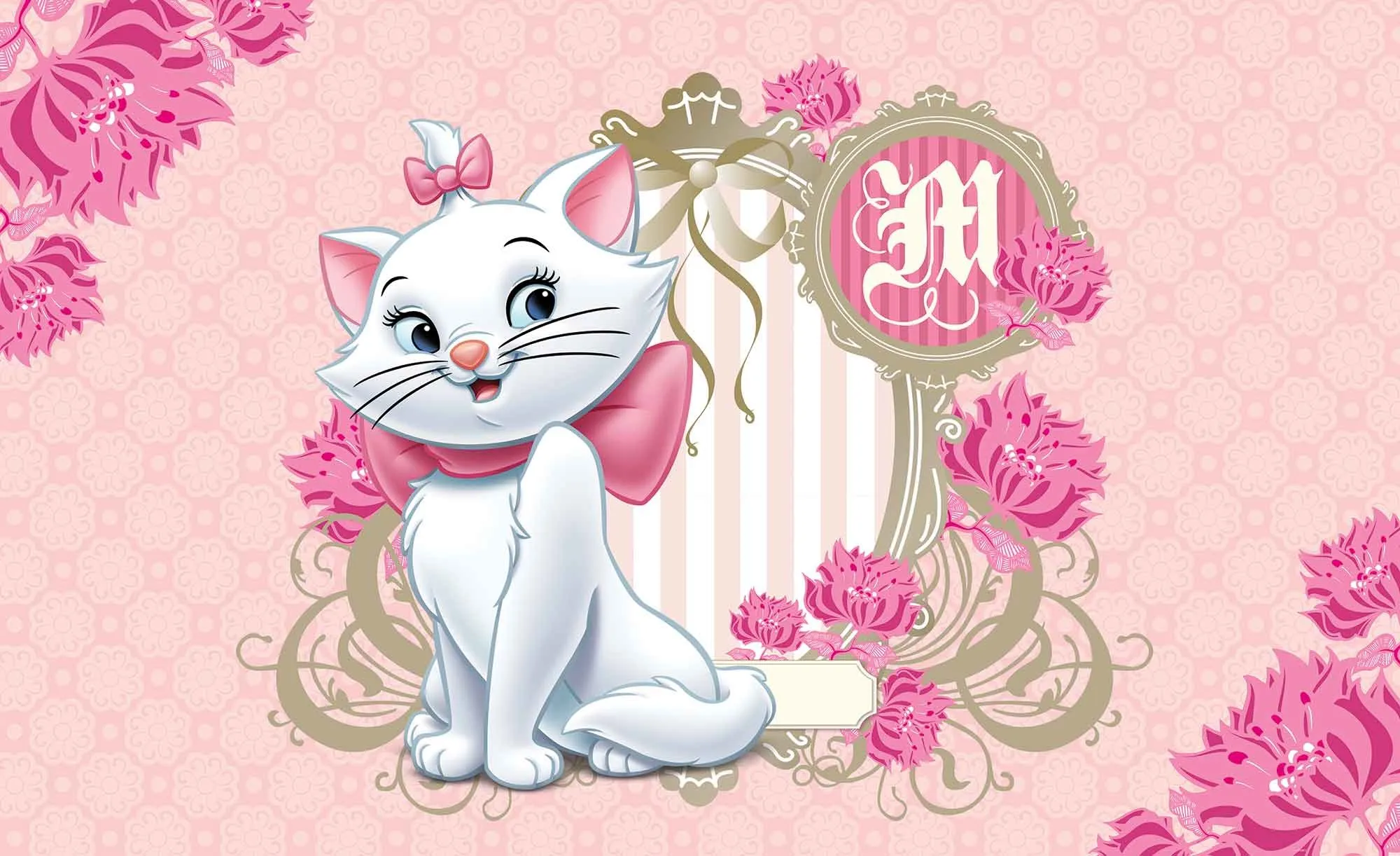 

Aristocats Aristo Cats Flower Pink Damask photo studio background High quality Computer print party backdrop