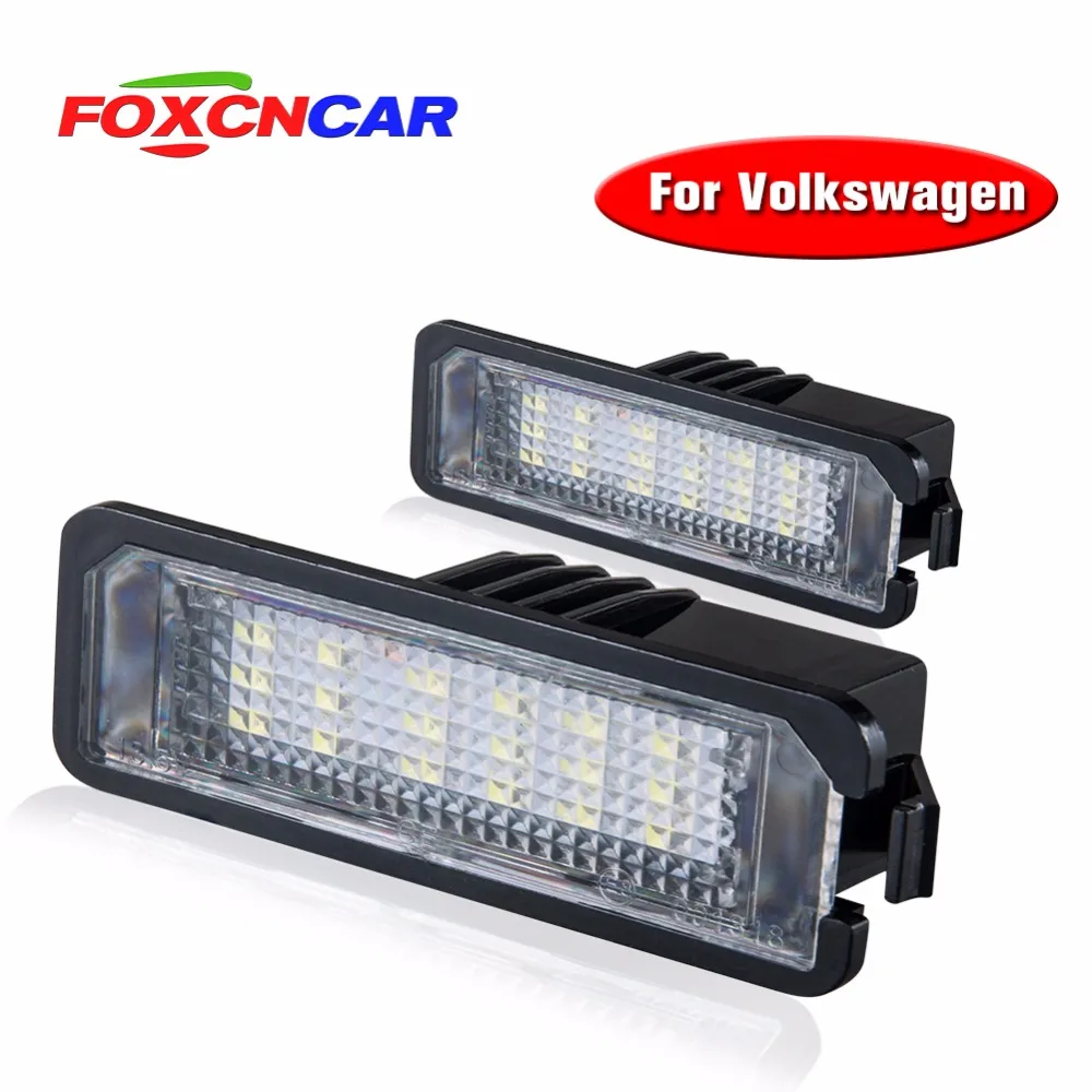 Foxcncar 2 * белый 18 светодиодный 3528 SMD номерной знак лампы для Volkswagen GOL Lupo Polo 9N Passat CC Ibiza