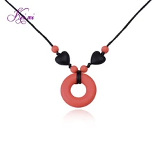 New fashion jewelry silicone round heart pendant necklaces women simple necklace christmas gifts silicone Infant Molar Necklace