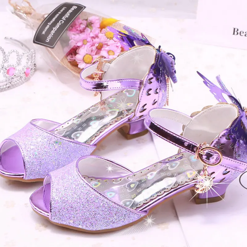 new spring summer princess baby sandal high heels kids butterfly