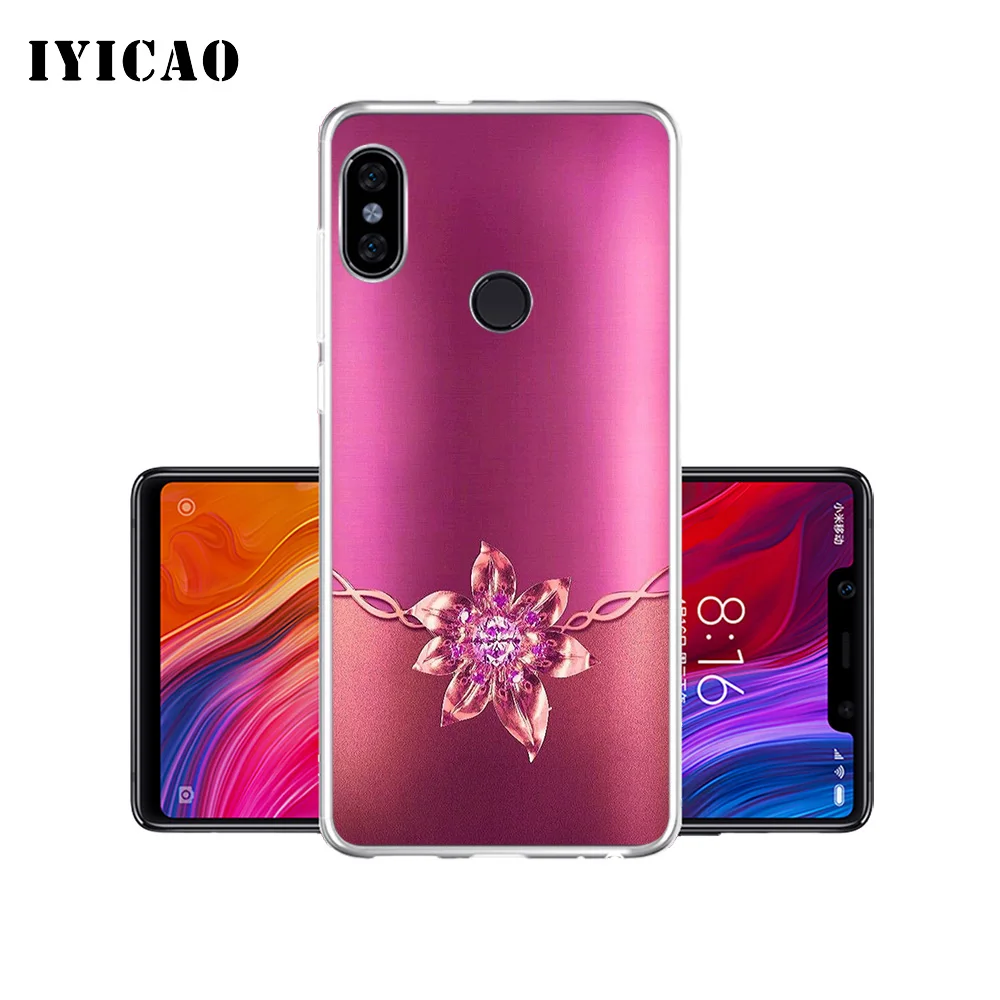 IYICAO Мягкий силиконовый чехол для телефона с цветочным принтом и стразами Xiaomi Mi 9 8