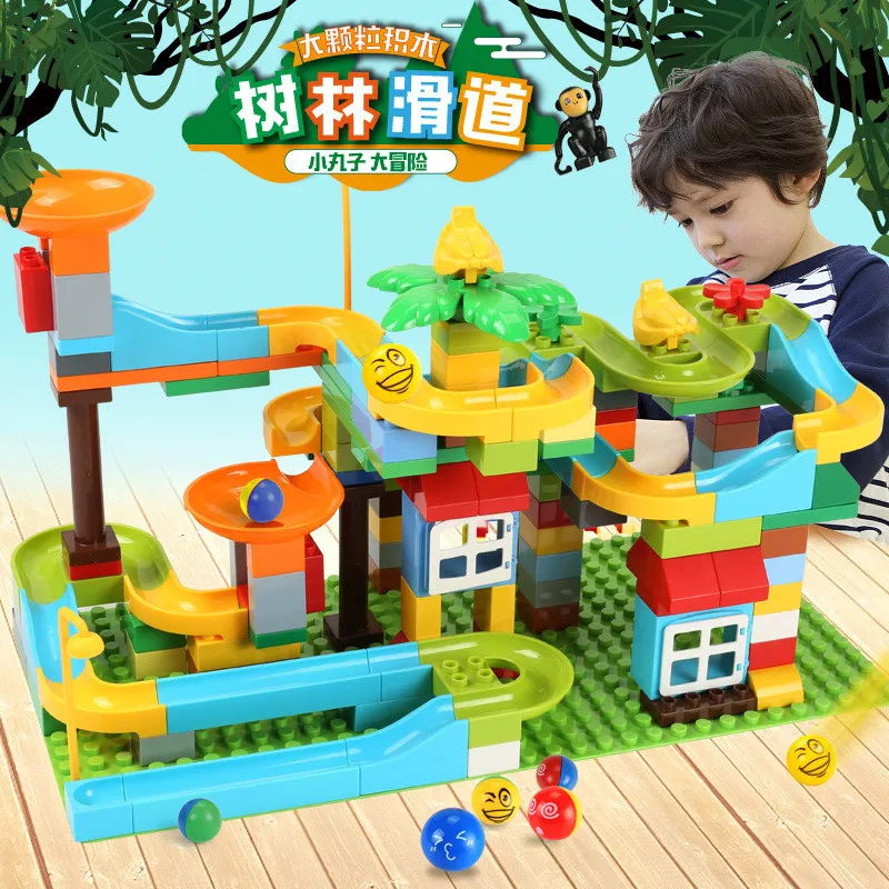 

153Pcs Marble Race Run Maze Balls LegoINGLs Duplo Building Blocks Sets Friends Track Forest Slipway DIY Bricks Educational Toys