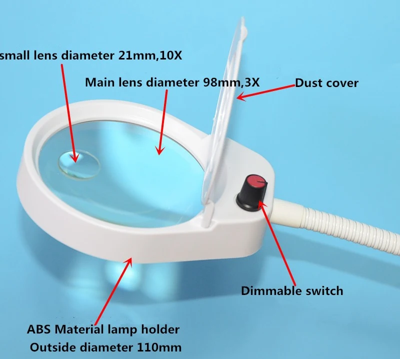 PDOK Lash lens 3X 10X 500 мм увеличительное стекло с зажимом на столе 26 шт. Светодиодная