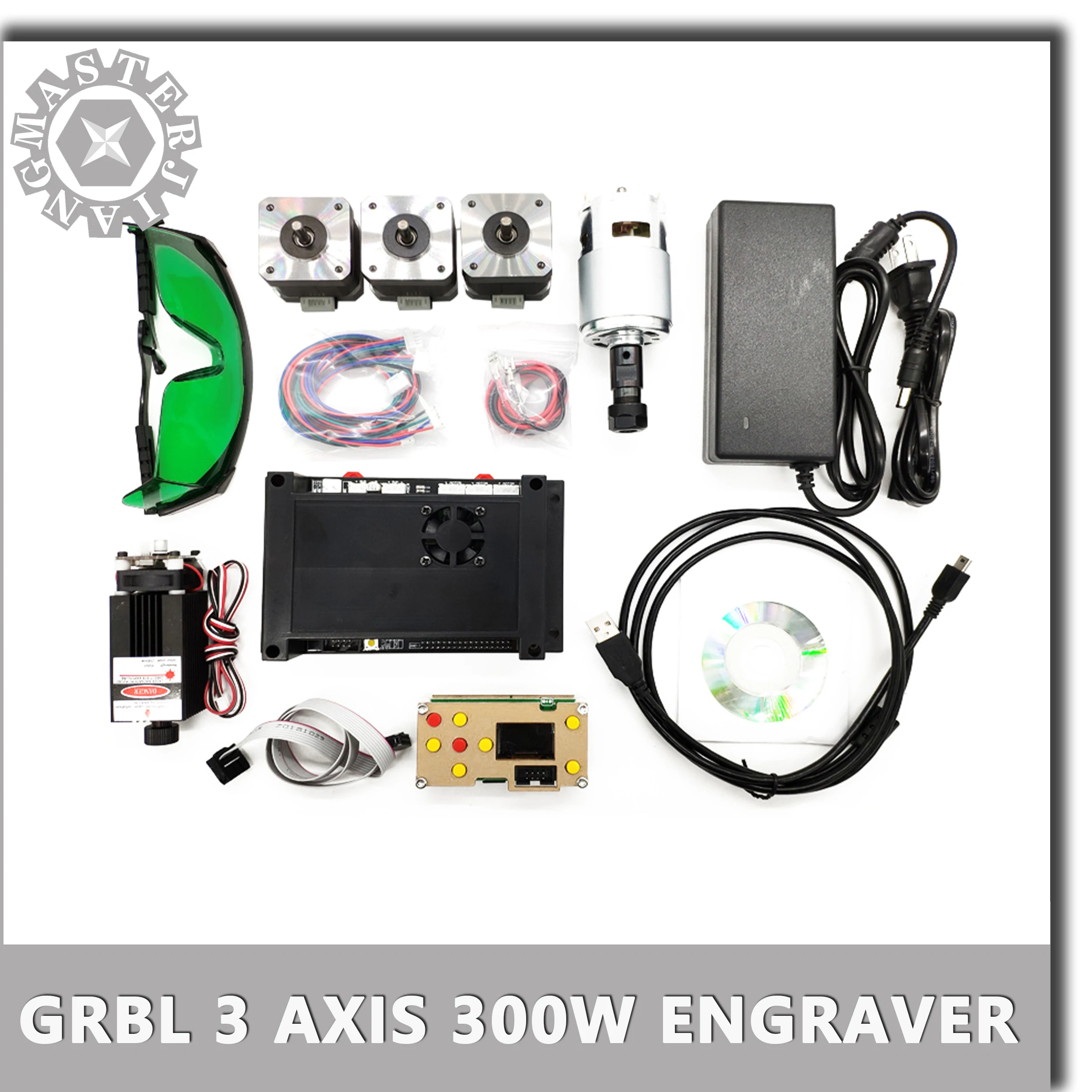 

CNC 3 Axis Control System V3.3-300W GRBL Laser Engraving Machine Offline Control Panel Stepping Motor ER11 Spindle Motor