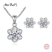 MeiBaPJ супер блестящий Классический 925 Серебряный цветок два-набор ювелирных украшений для женщин лучший костюм в подарок на день рождения