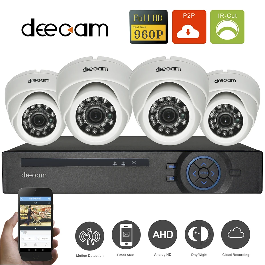 High Definition 4CH DVR Indoor Home Dome Cameras HD Security System