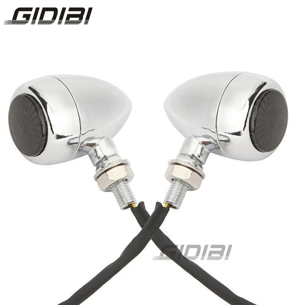 

Chrome Black Bullet LED Turn Signal Indicator Light For Honda Suzuki Kawasaki Yamaha Motorcycle Blinker