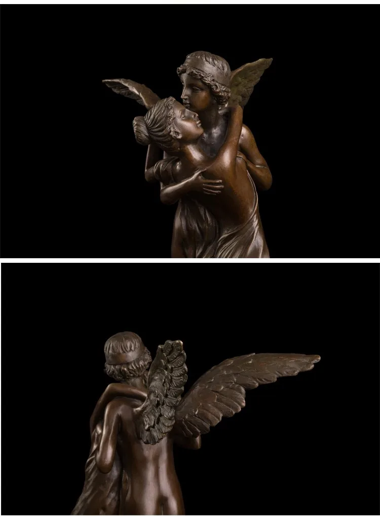 Bronzo Antico Fatto A Mano In Bronzo Statue Amanti Figurine Angeli