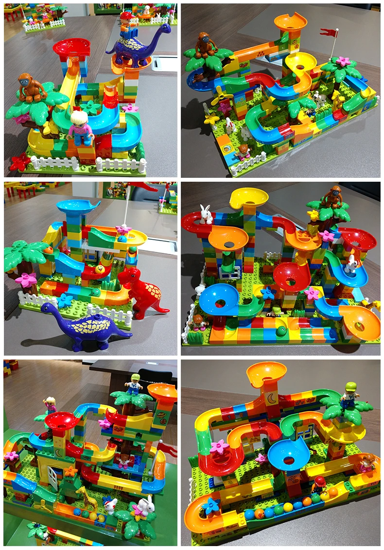 Blocos de Construção Mármore Corrida Labirinto Bolas Pista - Floresta Animal Dinossauro Tijolos Educacionais Diy 2 High Quality Brinquedos e hobbies