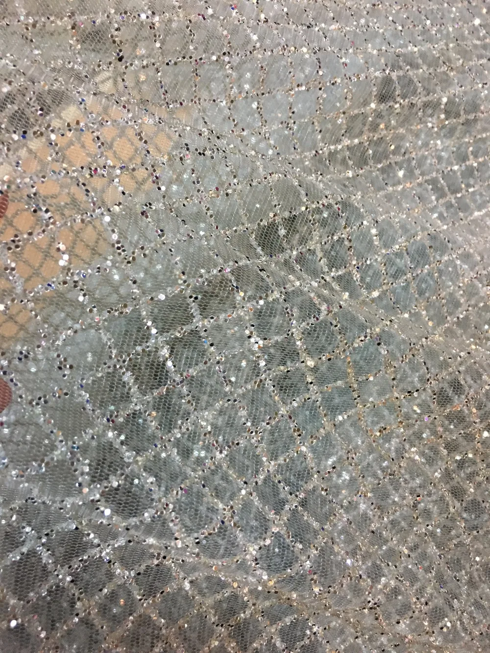 Silver or gray glitter sequins French Lace Fabric High Quality glitter