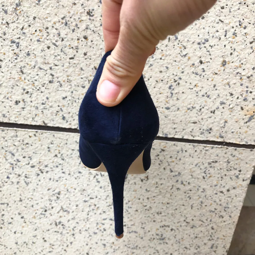 Veowalk/темно-синие женские туфли-лодочки из синтетической замши на высоком каблуке с острым носком без застежки; женские туфли-лодочки на шпильке 8, 10, 12 см; модные свадебные туфли