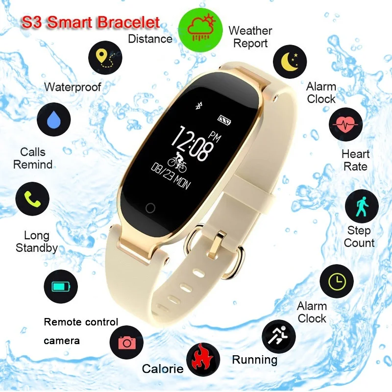 Женские умные часы S3, водонепроницаемые женские умные часы-браслет, часы с монитором сердечного ритма, спортивные часы для Android IOS, фитнес-трекер, Relogio