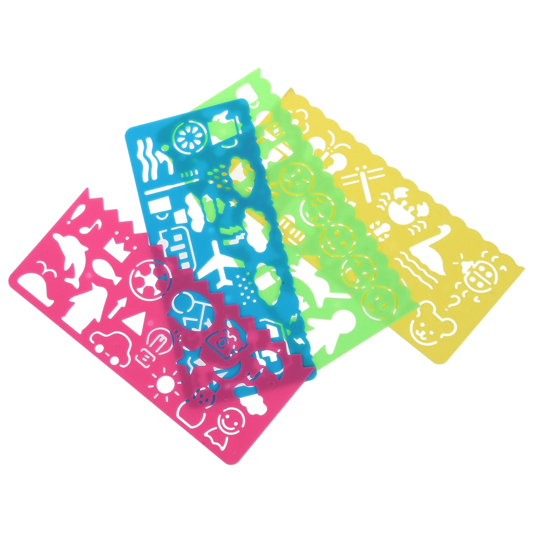 

4 Pcs Plastic Templates Drawing Ruler for Students Children