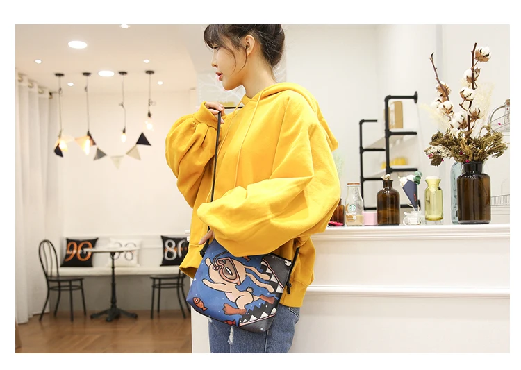 Menghuo 2017 Women Envelope Shoulder Clutch Bag Quality PU Cartoon Cat Printing Small Female Message Purse for Teenagers Girls (15)